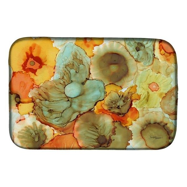 Carolines Treasures Carolines Treasures 8959DDM Abstract Flowers Teal & orange Dish Drying Mat 8959DDM - main